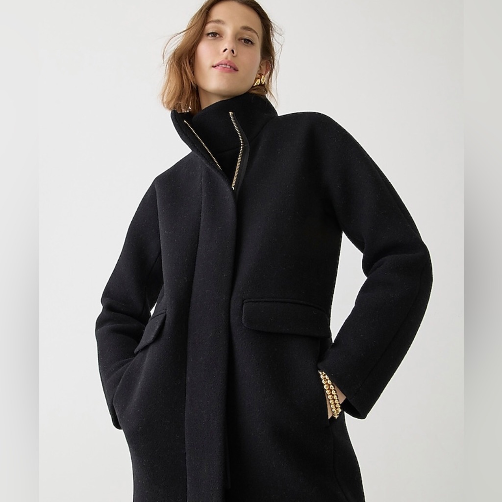 J Crew Cocoon Coat In Italian Stadium-Cloth